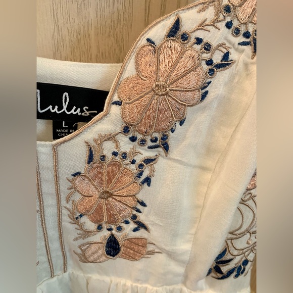 🆕NWT Lulu's white Spaghetti strap mini Dress with Embroidery - Picture 6 of 15